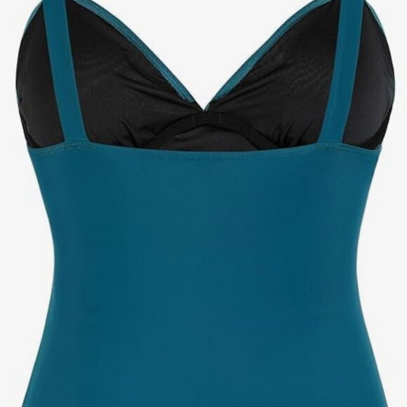 Firpearl | Tankini Top Only Ruched Blue Coral Size 10 NWT - Picture 2 of 7